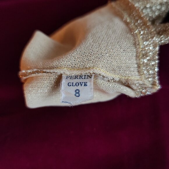 Vintage Perrin Gold Textured Metallic Gloves - XS - Picture 3 of 5